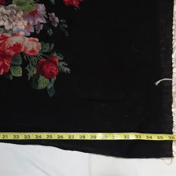 Floral Print Fringed Black Pashmina Wrap - Picture 7 of 13